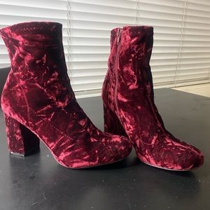 MIA crushed red velvet wine color booties